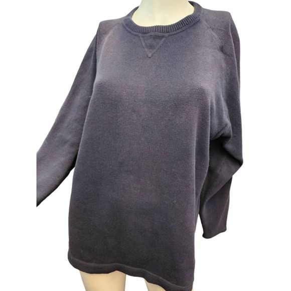 Eddie Bauer Navy Blue Cotton Sweater Size Large - Picture 3 of 8